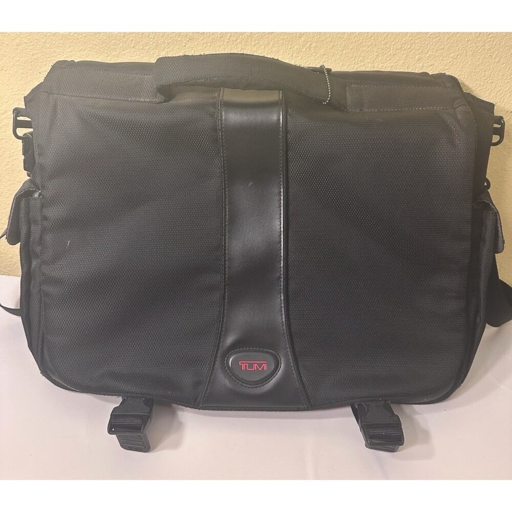 TUMI # 506C Black Ballistic Nylon Expandable Messenger Computer Briefcase Bag